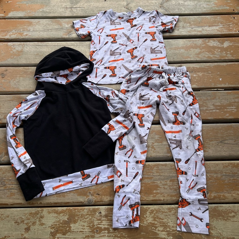 Bumblito 3 Piece Matching Tool Print Set - Joggers, Hoodie & Tee - Size 5/6Y